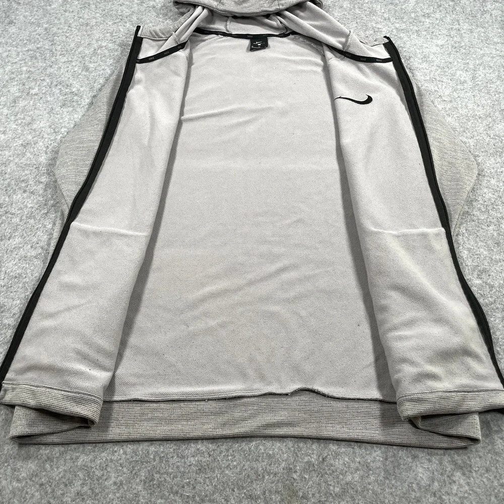 Nike Mens Full Zip Hoodie XL Gray Dri-FIT Striped Performance Activewear
